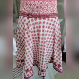 globus Floral, Multi-colored, Pink/Plum/Coral Cotton A-line Skirt